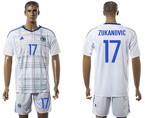Bosnia Herzegovina #17 Zukanovic Away Soccer Country Jersey - Click Image to Close